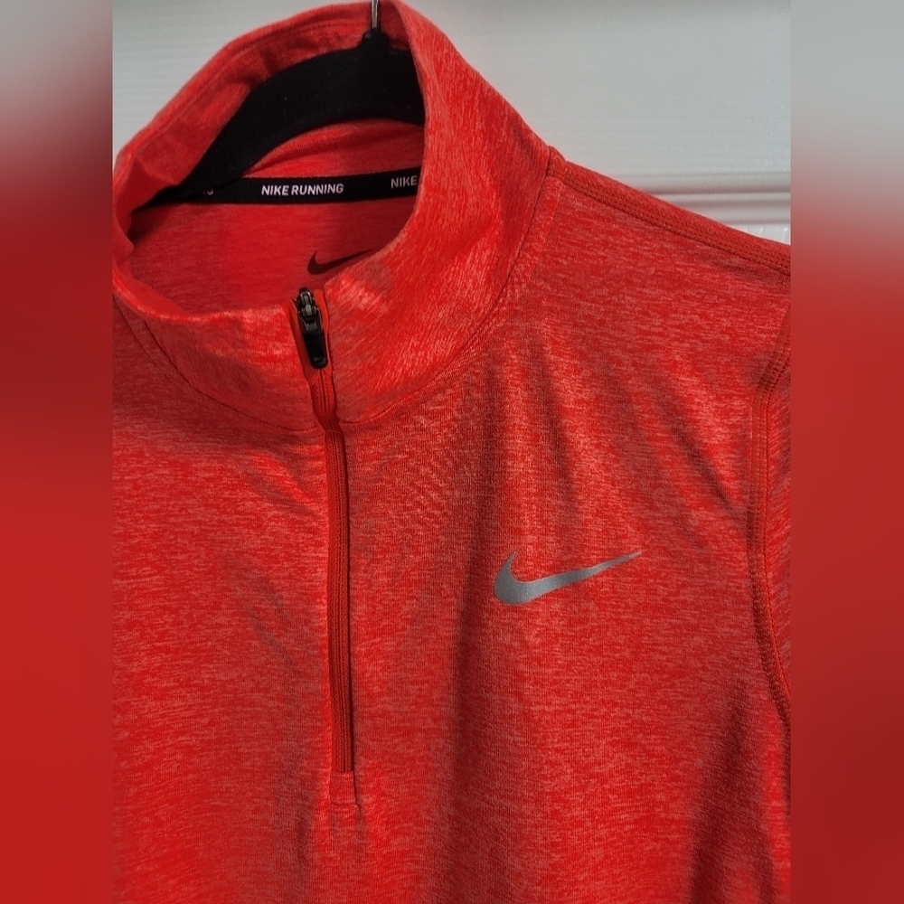 Nike Womens Tangerine Orange Fitted Long Sleeve Running 1/4 Zip Shirt Size XS - Picture 3 of 6